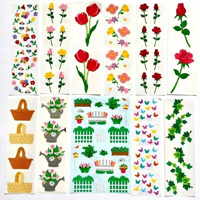 Vintage Mrs. Grossman's Flower Sticker Lot Tulips Roses Basket Garden 80s 90s • $21