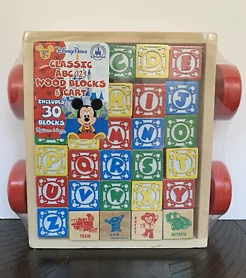 Disney Parks ABC 123 Wooden Blocks & Cart Mickey By Melissa & Doug • $20