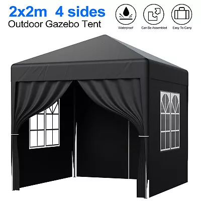 2x2m Gazebo With Sides Garden Marquee PE Awning Beach Party Camping Tent Canopy • £63.99