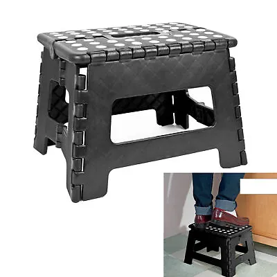 £7.99 • Buy Heavy Duty Small Folding Foldable Step Stool Black Multi Purpose Home Kitchen UK
