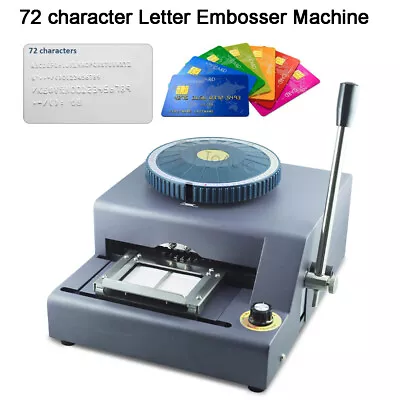 72 Letter Manual Embosser Machine PVC Gift VIP Card Stamping Embossing DIY Maker • $389.69