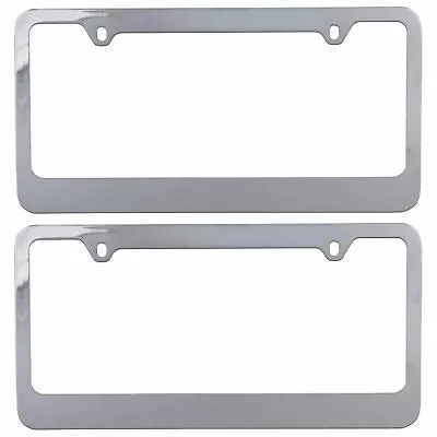 Chrome License Plate Frame Holder -  Shiny Metal For Cars Front & Rear 2 Pc • $19.99