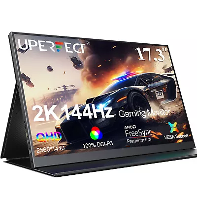 UPERFECT 17.3  2K 144Hz Gaming Monitor 2560x1440 Portable Monitor PC Screen • $269.99