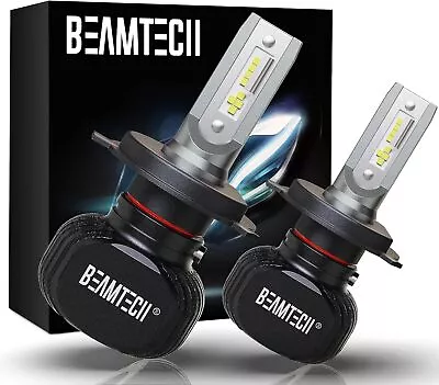 BEAMTECH H4/9003/HB2 LED Light Bulbs 50W 10000LM 6500K Cool White Fanless (Pair) • $59.95