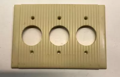 Vintage Uniline Mcm Ribbed Design Triple Round Switch Outlet Cover Plate • £7.72