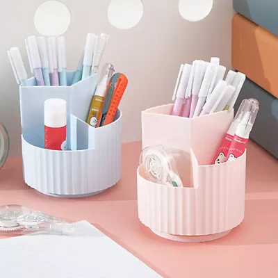 3 Grid Pen Storage Pencil Pot Holder Organizer Box Home Office Desk Organiser • $13.29