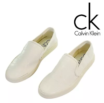 £24.98 • Buy Calvin Klein Ladies White Trainers Casual Slip On Shoes RRP £70 New UK Size 5