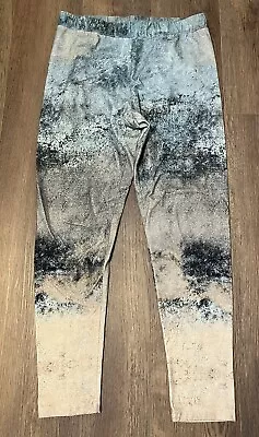 Soft Surroundings MED Leggings Have To Have Galaxy Cosmic Marbled Print Aqua • £24.12