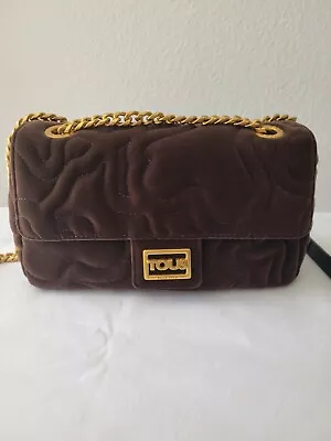 TOUS Medium Brown Kaos Dream Velvet Crossbody Bag With Flap • $69.99