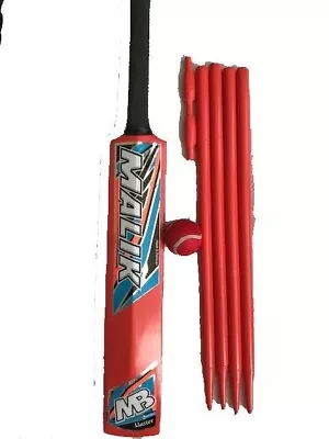 MB Malik Master Junior Wooden Cricket Set Size 4 & 5 Bat Free Shoulder Bag • £17.99