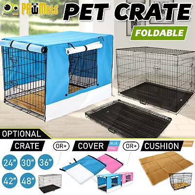 Dog Cat Pet Cage Wire Kennel Crate Foldable Metal Tray Cover 24  30  36  42  48  • $65.90