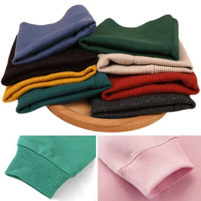 £3.59 • Buy Knitted Cotton Rib Fabric Stretch Jersey Sewing Cuff Neckline Clothing Material