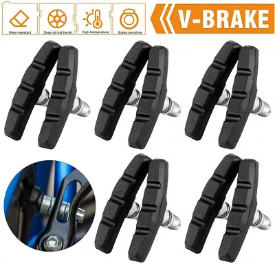 $7.59 • Buy 5 Pairs High Grade Cycling Bicycle Bike V Brake Pads 70mm Shoes Pads Black