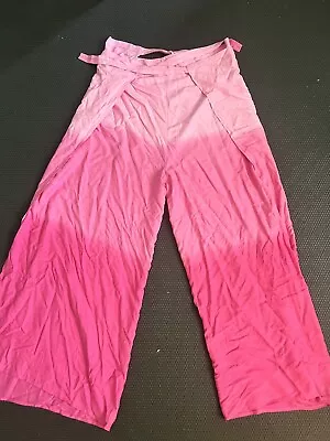 Womens Palazzo Pants Medium Hot Pink Tie Dye Tie Front Back Vintage Boho Hippie • $20