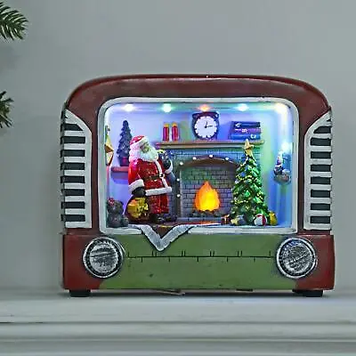 Musical LED Christmas Decoration Novelty Radio Xmas Scene Moving Tree 21cm • £19.99