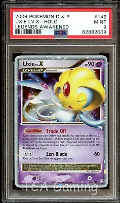 PSA 9 MINT Uxie Lv.X 146/146 HOLO RARE Legends Awakened Pokemon Card 009 • $169.99