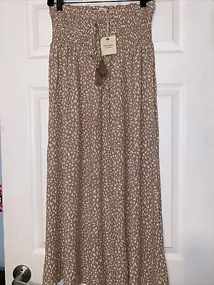 £12.89 • Buy Womens Flair Maxi Skirt-andthewhy Los Angeles-rayon Beige Size Large-nwt