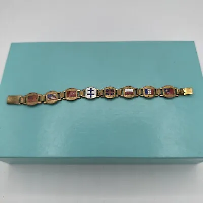 Vintage 1950s Paris France Colorful Enamel Souvenir Bracelet Different Countries • $75