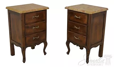 59183EC: Pair ZICHELE Italian French Style Marble Top Nightstands • $2395