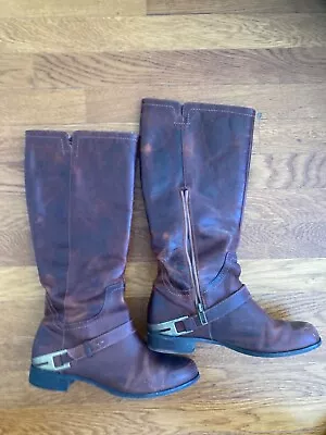 UGG Womens Riding Boots Sz 8 In Distressed Brown Leather Style F20012H • $29