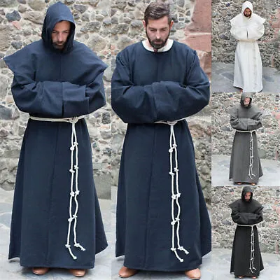 Cosplay Medieval Men Renaissance Priest Monk Robe Costume Halloween Party Shawl • $35.32
