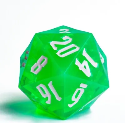 Green/White Titan 55mm Jumbo D20 |  Dungeons And Dragons | Colossal Dnd Dice Set • $16.95