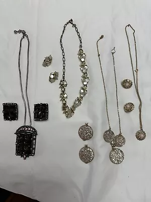 Vintage Costume Jewelry Lot 4 Necklaces With Clip On Earrings 1 Sarah Coventry • $14.50