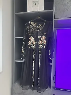 Miss Selfridge Black Mesh Embellished Dress UK14 New With Tags • £35