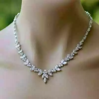 Beautiful 2.00 Ct Marquise Cut Diamond Woman's Necklace 14K White Gold Finish • $369.19