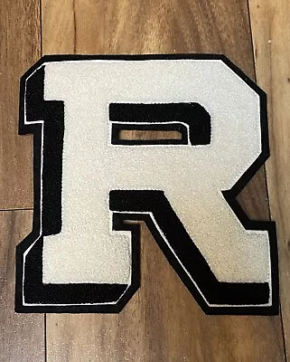 Vintage Chenille Black / White “R” Varsity Award Letter 7.5” Letterman Patch NOS • $14.95