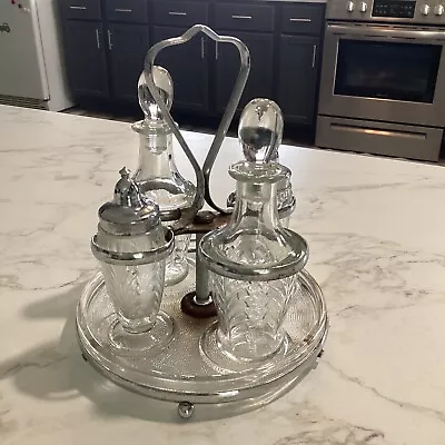 Vintage Glass Condiment Caddy 5pc Set • $20