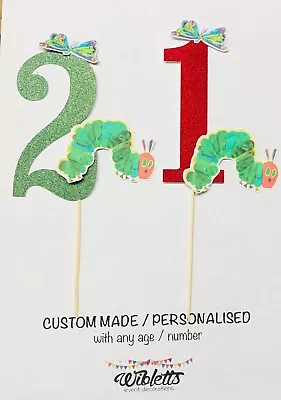 Very Hungry Caterpillar Inspired Theme Birthday Cake Topper Custom Age Number • $12.70