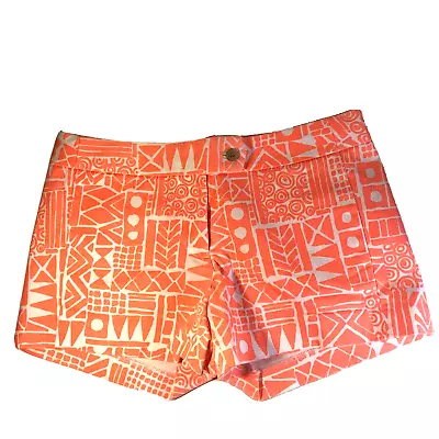 J. Crew NWOT Women Shorts Chino City Fit Neon Orange Coral Pattern Size 4 • $9.25