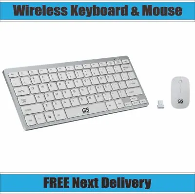 MINI WIRELESS 2.4GHZ WHITE KEYBOARD AND MOUSE COMBO FOR APPLE IMAC MACBOOK PRO • £14.49