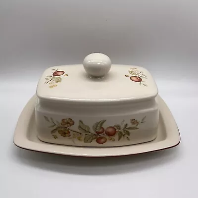 Vintage Marks & Spencer Country Blossom Fruit Pattern Ceramic Lidded Butter Dish • £8