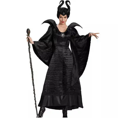 Ladies Maleficent Disney Costume Movie Cosplay Halloween Party Fancy Dress Outfi • £17.51