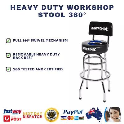 New Kincrome Pneumatic Garage Stool Mechanic Rolling Workshop High Chair - Black • $317.32