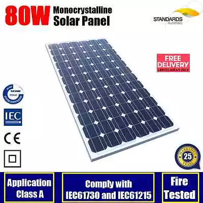 80w 12v Mono Solar Panel Home Generator Caravan Camping Power Battery Charging • $119.99