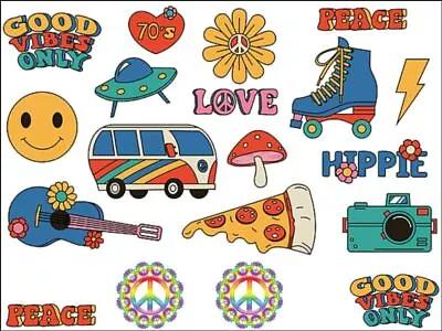 The 70's Flower Power Retro 1970s Edible Printed Cake Topper Kit Wafer Or Icing • £5.91