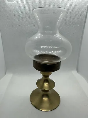 Vintage Brass Candleholder With Glass Chimney • $9.59