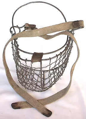 Antique Wire Basket Horse Mule Cribbing Muzzle Web Straps Farmhouse Primitive • $29.50