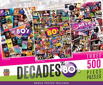 MasterPieces Decades - The 80's 500 Piece Jigsaw Puzzles 3 Pack • $24.99