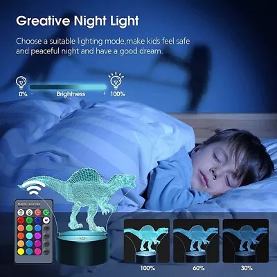 Toys For 2 3 4 5 6 7 8 Year Old Boys Girls 3D Night Light Dinosaur Xmas Gift Uk • £12.69