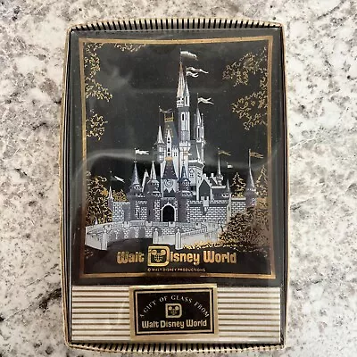 Walt Disney World Cinderella Castle Vintage Glass Trinket Dish Tray New In Box! • $9.99