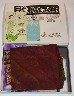 Vintage Marshall Field & Company SCARF LOT OF 7 SCARFS UNUSED PURCHASED IN 1988 • $19.99