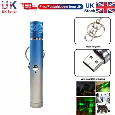 USB Rechargeable Green Laser Pointer Pen Light Amazing Beam Lazer With Key Chain • £7.99