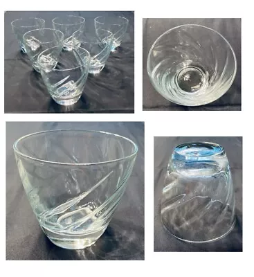 VINTAGE Whiskey Glasses 8 Oz. CLEAR SWIRL 6-Piece Set • $28.88