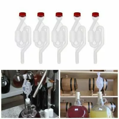5x S Bubble Type Fermenter Air Lock Home Brew Wine Plastic One-way Brewing Valve • £7.79