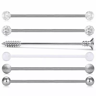 $8.36 • Buy 6PCS Industrial Surgical Steel Barbell Arrow Screw Ball Ear Cartilage Piercing