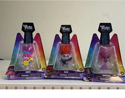 DreamWorks Trolls World Tour Collectible 3  Figures Lot Of 3 Barb Poppy Mermaid • $9.95